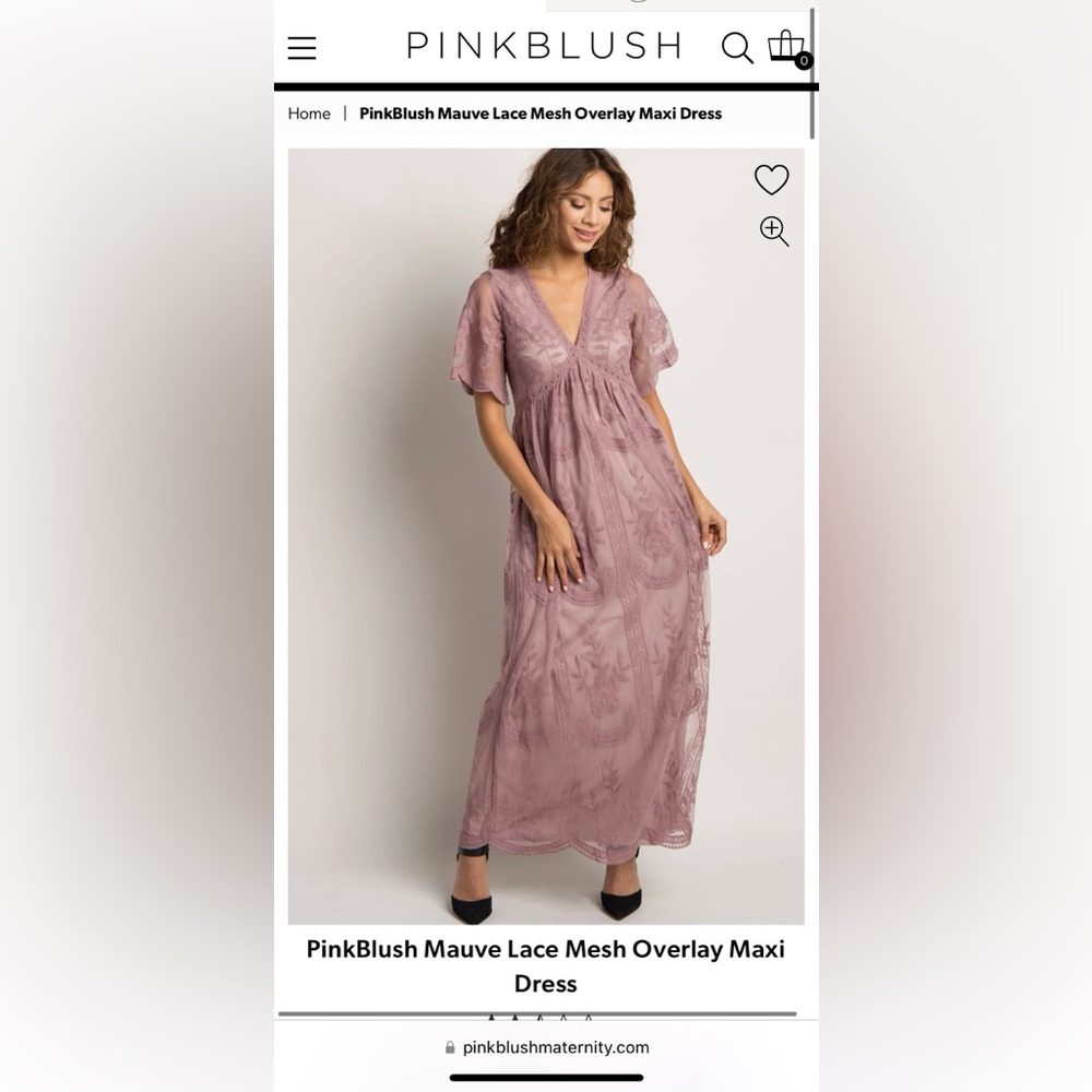 PinkBlush Mauve Lace Mesh Overlay Maxi Dress SM